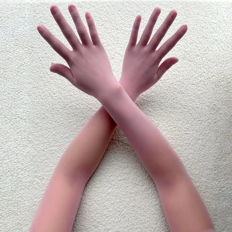 Solide Nylon-Ultradünne Nahtlose Sexy Hochelastische Enge Strumpfhandschuhe Lange Sonnenschutz-Handschuhe für Frauen Tanz Party Nachtclub Cosplay