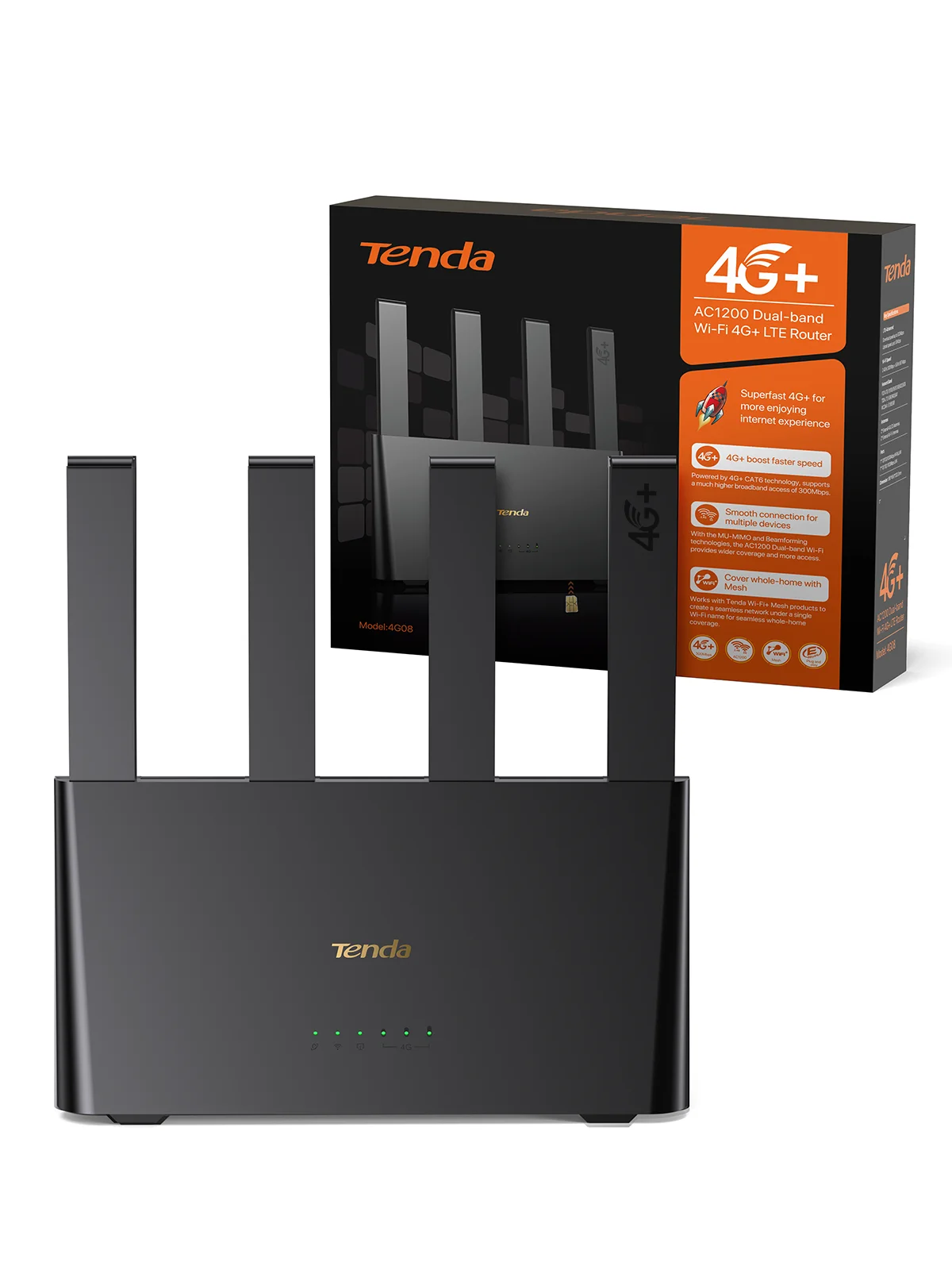 Tender 4g08 4g + router ac1200 cat6 lte router 2.4g&5ghz sim-kaart slot hotspot wifi router modem mesh wifi + dekking thuis