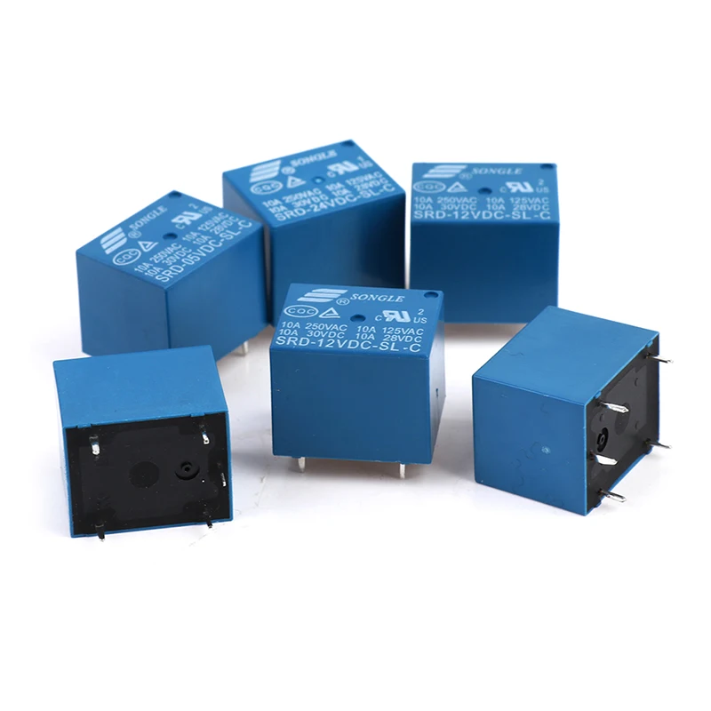 10pcs Relays DC 5V 12V 24V SRD - 250VAC 10A 5PIN Power Relays
