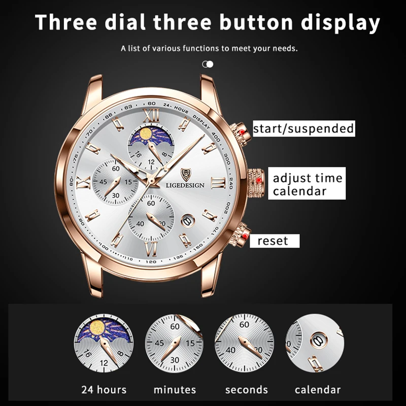 LIGE メンズ腕時計ファッションクォーツ時計トゥールビヨン時計本革防水時計メンズミリタリー腕時計男リロイ Hombre