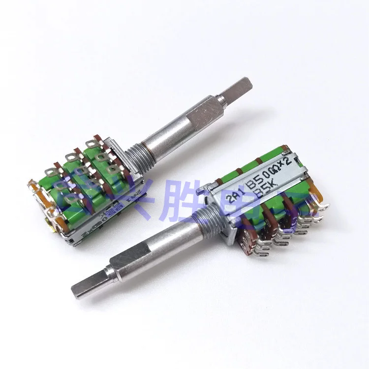 1 Piece Dual Shaft Double Adjustment Precision Potentiometer 3 Link With Rotary Switch B500Ω B5K B500Ωx2