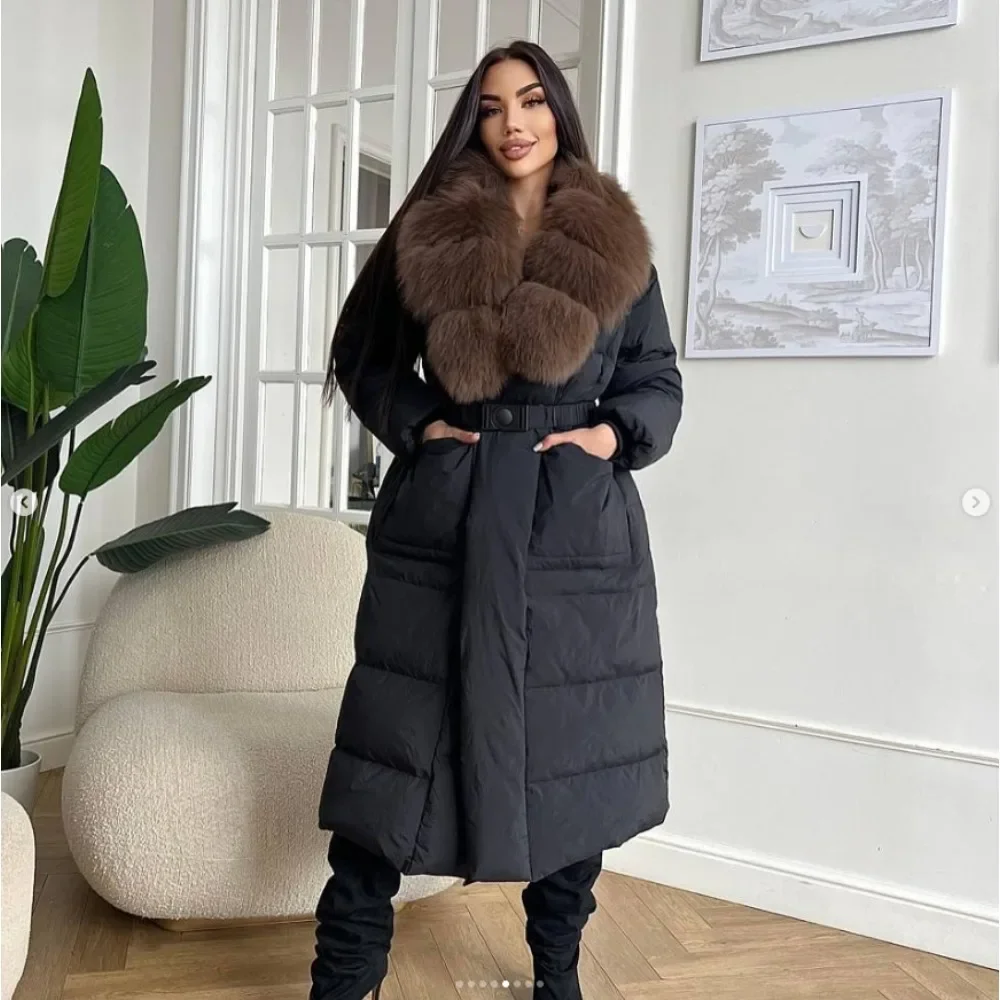 Women's Winter Down Jacket Female Clothing Real Fur Coat Woman Fox Fur Real Coat Down Coats & Parkas Hair Jacket Woman