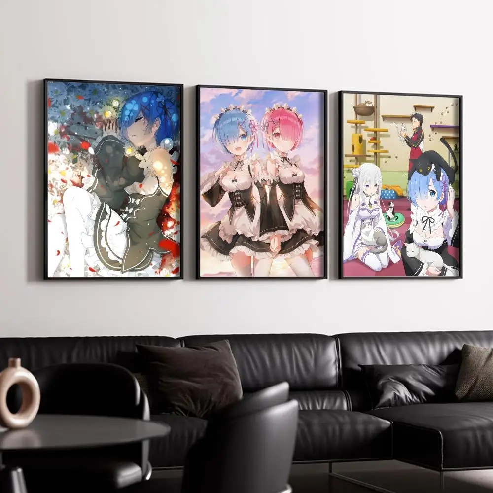Re Zero Rem Anime Waterproof HD Wall Sticker Self-Adhesive Art Poster Fade Resistant Home Room Decor view 4