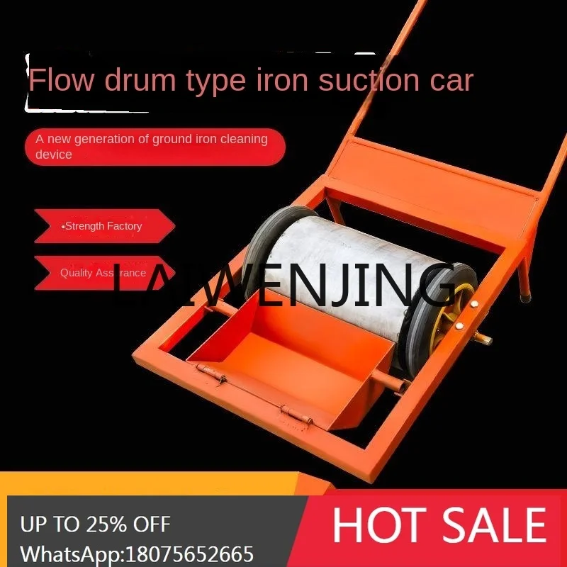 RWJ Hand Push Roller Iron Suction Steel Shot Car Magnet Magnetic Iron Removal Car Iron Chips