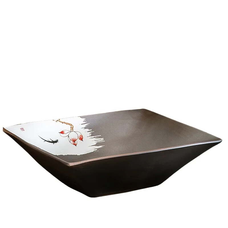 

Retro countertop single basin bathroom simple hand washing balcony countertop basin ceramic for home use