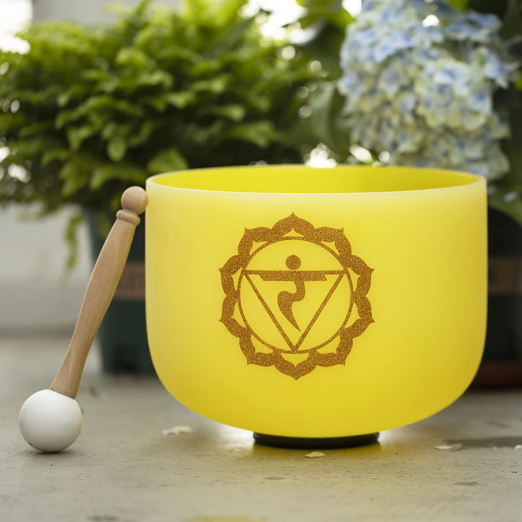 Star Linkup 10 Inch E Tone Frosted Quartz Crystal Singing Bowl Tuned in 432Hz & 440Hz, Specially Designed for Solar Plexus Chakra Healing, Ideal Resonance Sound Instrument