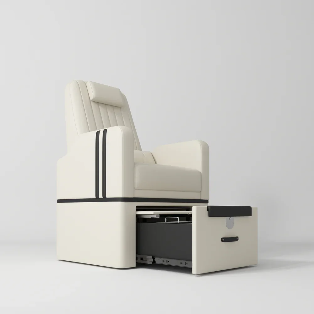 Modern pedicure chair - reclining manicure chair with built-in foot bath, manicure chair with magnetic jet tub