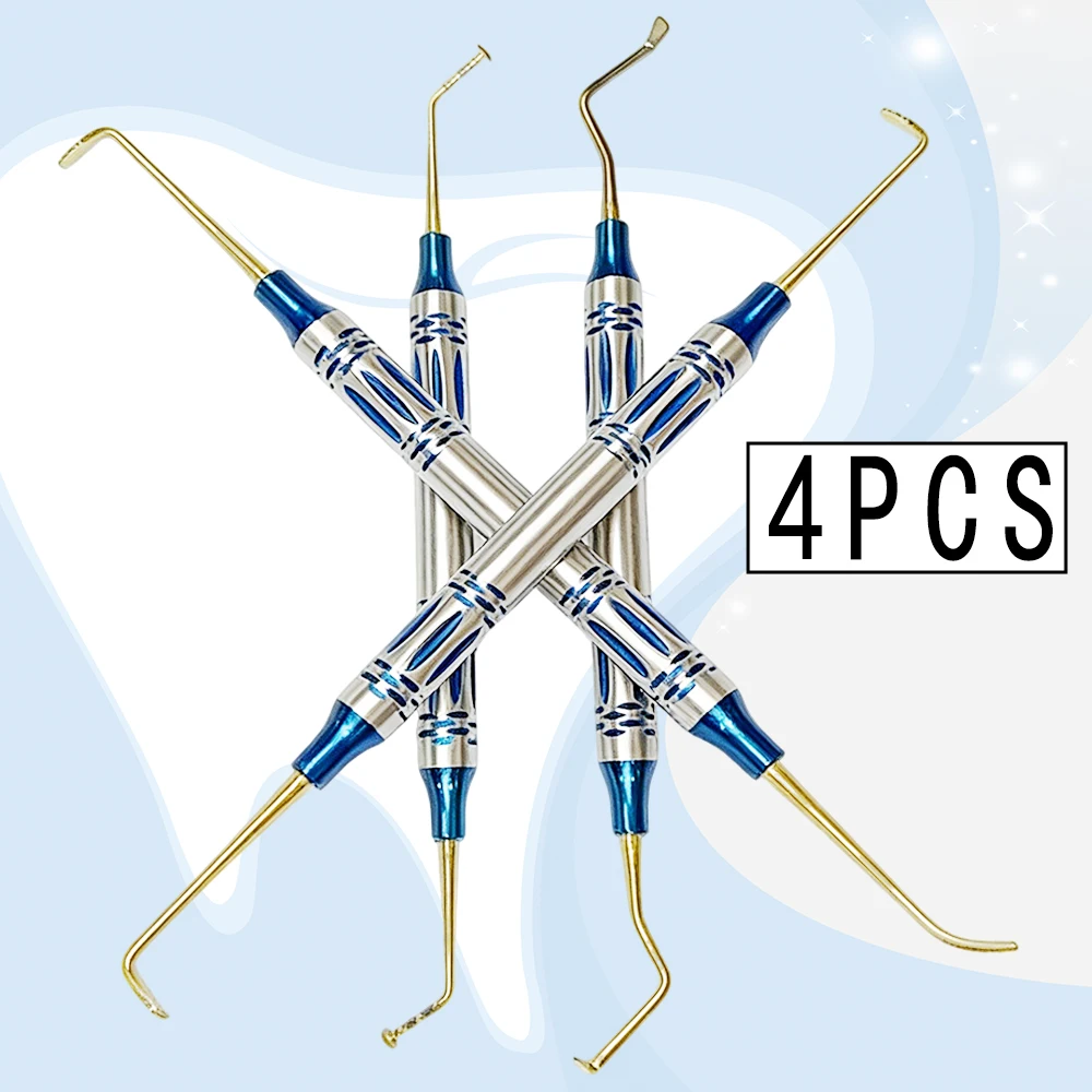 

Набор из 4 хирургических инструментов для синус-лифтинга: двухсторонние элеваторы из нержавеющей стали, автоклавируемые, для пересадки костных гранул