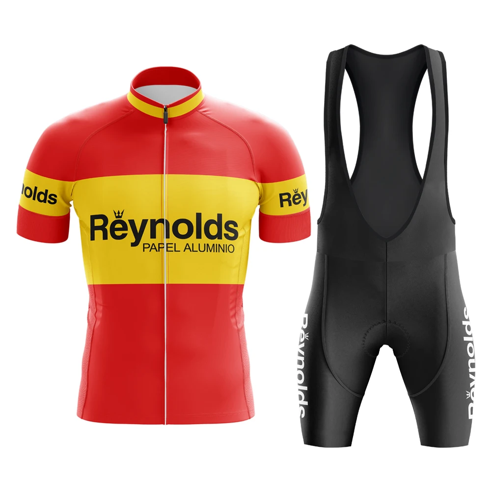 Reynolds Retro Men Cycling Jersey Set Short Sleeves Riding Pants Classical Mtb Triathlon Maillot Ciclismo