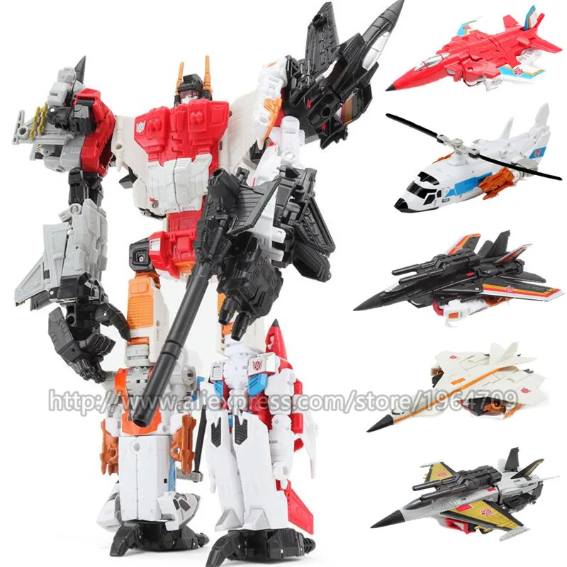 5 IN 1 Big 40CM Transformation Toy Boy Cool Anime Action Figure Deformation Robot Car Model Ladder Fire Truck Engineering Kids