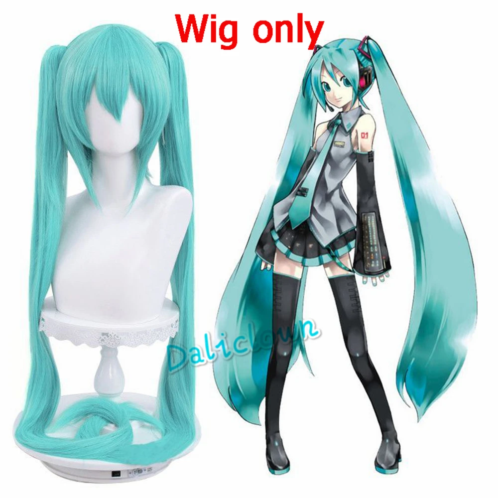 Anime Miku Cosplay Costume Wig Shoes Japan Leather Midi Dress Miku Cosplay Female Halloween Costume Girls JK Uniform Women Men