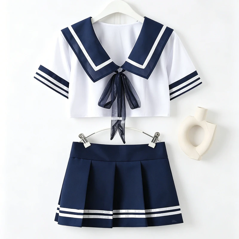 JK Girl Miniskirt Set Sexy Women Lingerie Cosplay Babydoll Plaid Skirt Lace sleepwear Erotic Student Uniform Kit Sexy Nightdress