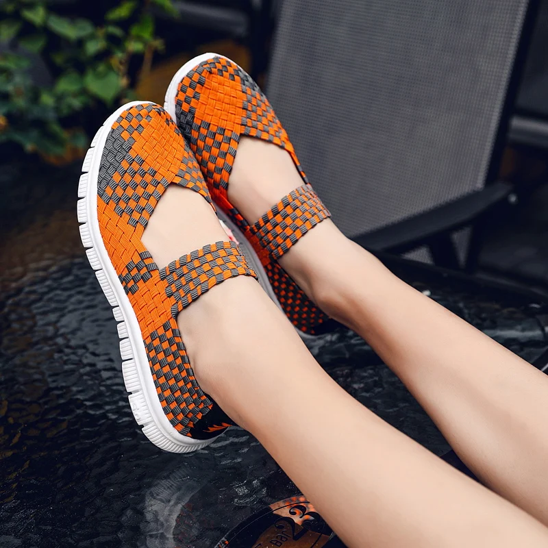 New Women\'s Shoes Summer Fashion Handmade Flat Sneakers Breathable Lightweight Hand-woven Shallow Mouth Women\'s Casual Shoes