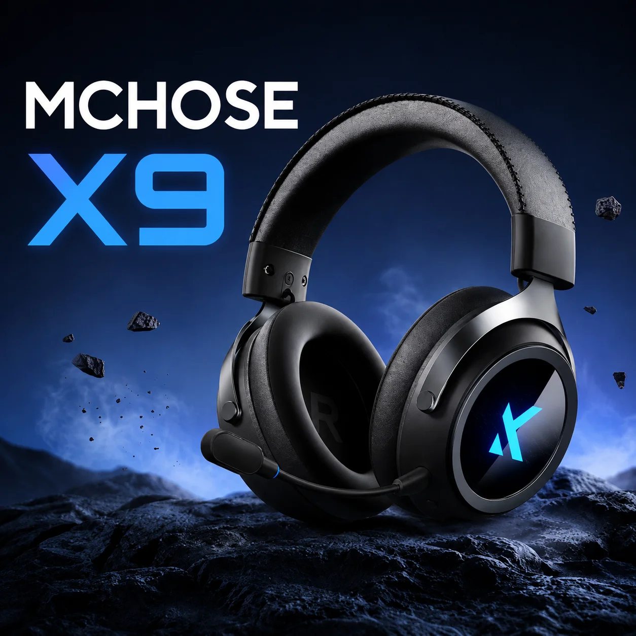 MCHOSE X9 Wireless Gaming Headset Tri-Mode 7.1 Surround Low Latency Noise Cancelling Mic Over-Ear Headphone for PC Gamers