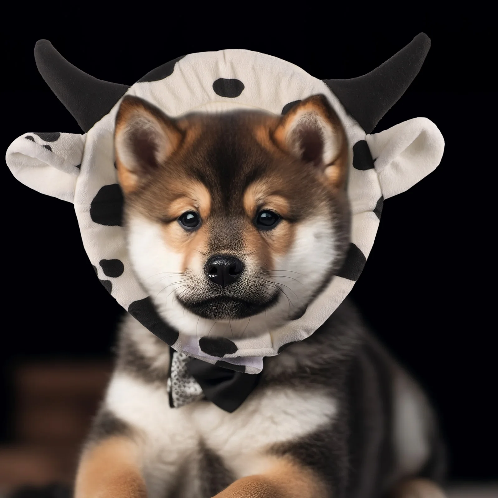 

Fashion Cow Shape Dog Recovery Collar Prevent Licking Protective Neck Cone Soft Fabric Pet Surgery Collar