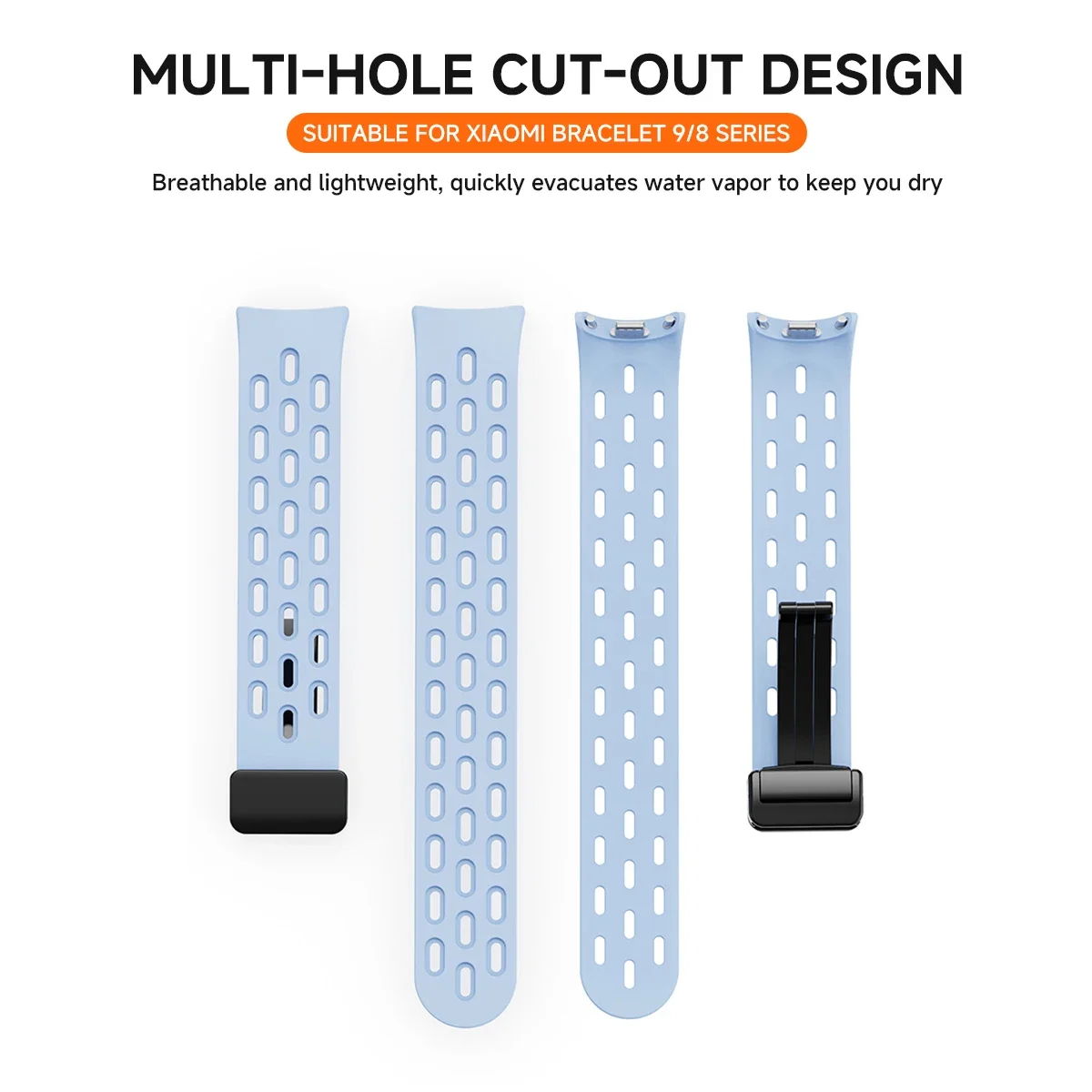HEISS: Für Xiaomi Band 8 9 Silikon-Uhrenarmband, Magnetisches Atmungsaktives Smartwatch-Ersatzarmband für Xiaomi MiBand 10 – Detail 3