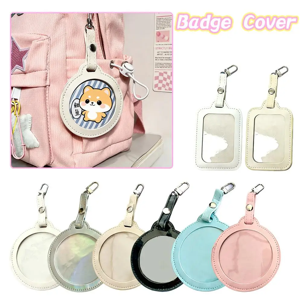 Portable 58/75mm Round Badge Protective Case Transparent Window Fan Supplies PVC Waterproof Badge Display Bag Gift Hanging Decor