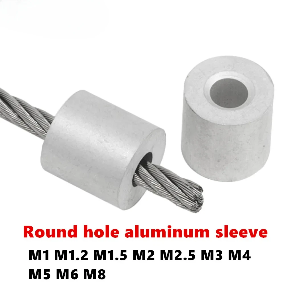 New White Round Hole Aluminum Cable Crimps Sleeves Cable Ferrule Stops For Snare Wire Rope Clip Swage Trap Barrel Fitting