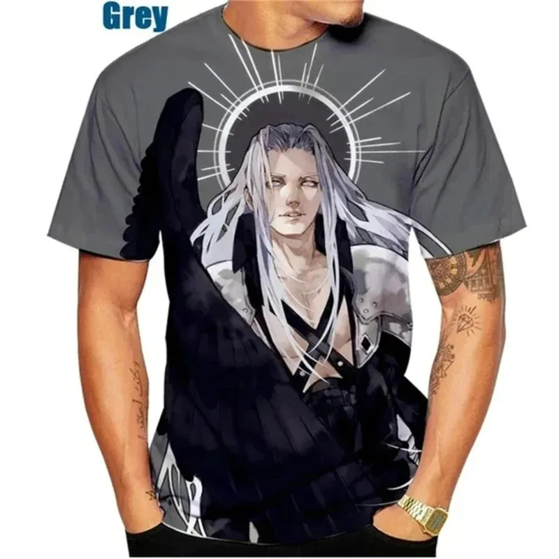 حار لعبة فاينل فانتسي ثلاثية الأبعاد مطبوعة تي شيرت الرجال النساء عادية Harajuku قصيرة الأكمام س الرقبة المتضخم تنفس للجنسين الشارع الشهير