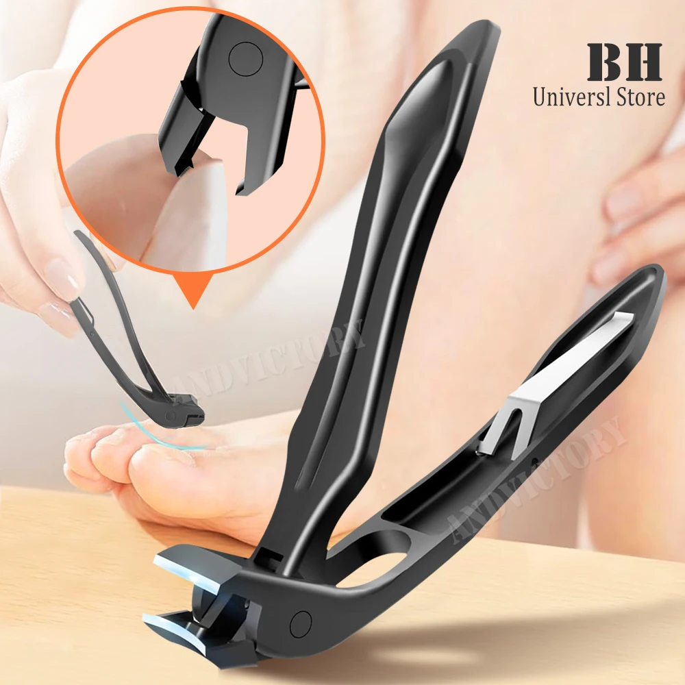 

Nail Clippers Angled Head Thick Toe Nail Clippers with Catcher Large Wide Jaw Sharp No Splash fingernail Clipper Nail Cutter