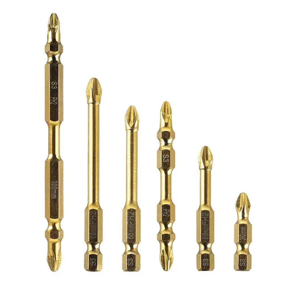 Titanium Coating Impact Phillips Screwdriver Bit Non-slip Anti-shock Driver Bit Electric Screwdrivers Accessories