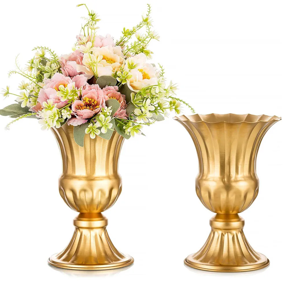 Gold Flower Arrangement Vase for Wedding Table Centerpiece,Metal Planter Vase Pot for  Flower Small Trumpet Plant Urn for Garden