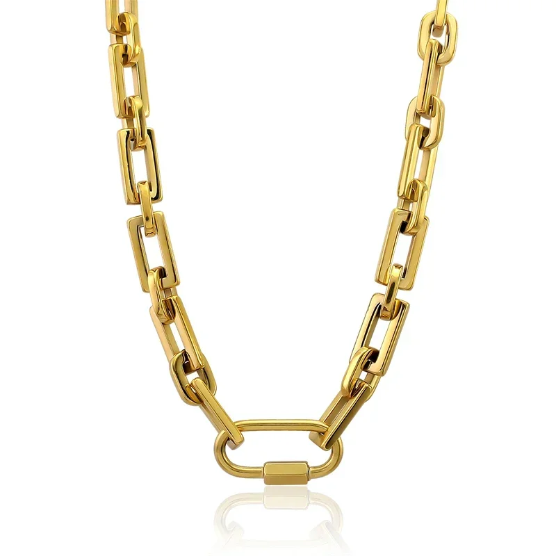 Fashion Necklace for Men Women Hip Hop Punk Stainless Steel Curb Link Chain Chokers Vintage Gold Color Solid Metal Collar 2025