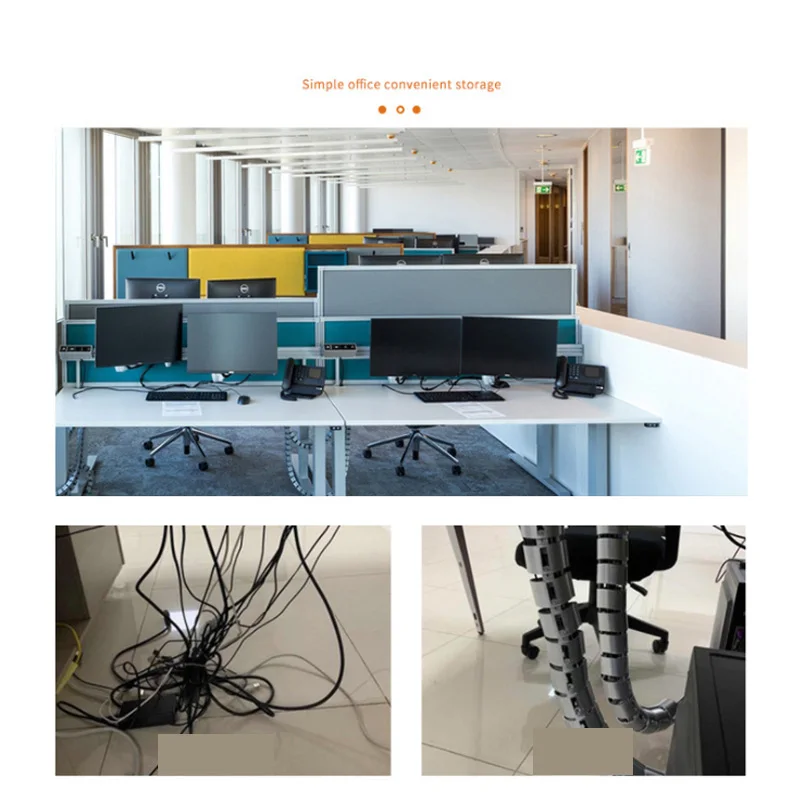 Thickened ABS Plastic Computer Desk Bottom Serpentine Threading Pipe for Conference Room Hidden Wire Routing Groove Cable Manage