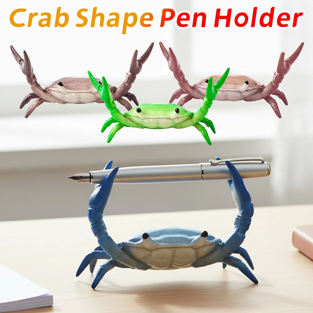 

Cute Crab Shape Pen Holder Creative Design Weightlifting Crab Pen Holder Pen Holding Bracket Pencil Storage Stand Desk Decor