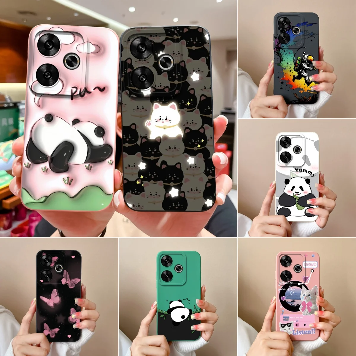 

For Xiaomi Redmi Turbo 3 Poco F6 Case Cute Cat Panda Shell Soft Silicone Durable Back Cover For PocoF6 Turbo3 Coque Phone Funda