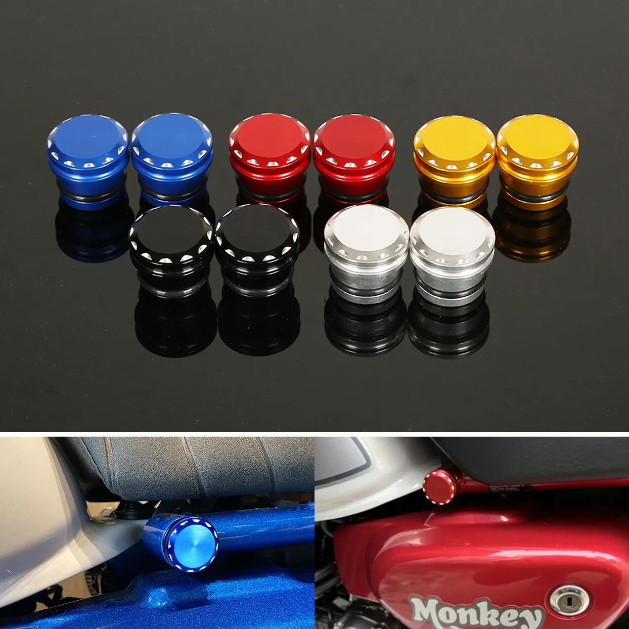 

3D Frame Plugs Cap Seat Bolts Screws For Honda Monkey 125 Z125 2018-2024 3D Frame Plugs Cap Seat Bolts Screws