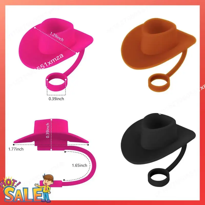 ABCL 6 PCS Cowboy Cap Straw Stoppers Straw Cover Cap For 8-10 Mm Straw, Silicone Straw Tips Lid Compatible For Stanley