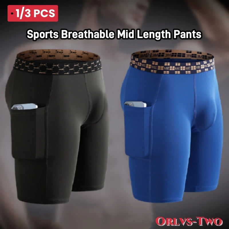 Mens Quick-drying Underpant Long Legs U Convex Pouch Boxers With Side Pockets Sports Breathable Running Wear Resistant Panties