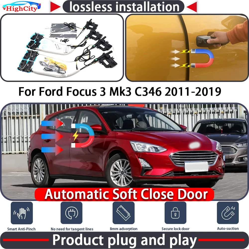 

HighCity Electric Closing Door Lock Actuator for Ford Focus 3 Mk3 C346 2011-2019 Soft Close Power Latch System Auto Pull Door