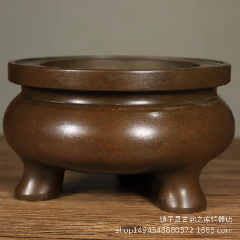 Pure Copper Lidded Incense Aromatherapy Burner Ornament for Office Living Room Shop Study Desktop Decoration