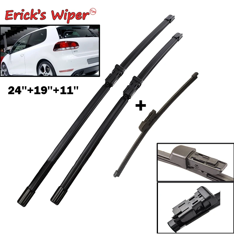Erick's ใบปัดน้ําฝนด้านหน้าและด้านหลังใบปัดน้ําฝนสําหรับ VW GOLF 6 Hatchback 2009 - 2012 กระจกกระจกหน้าต่างแปรง 24