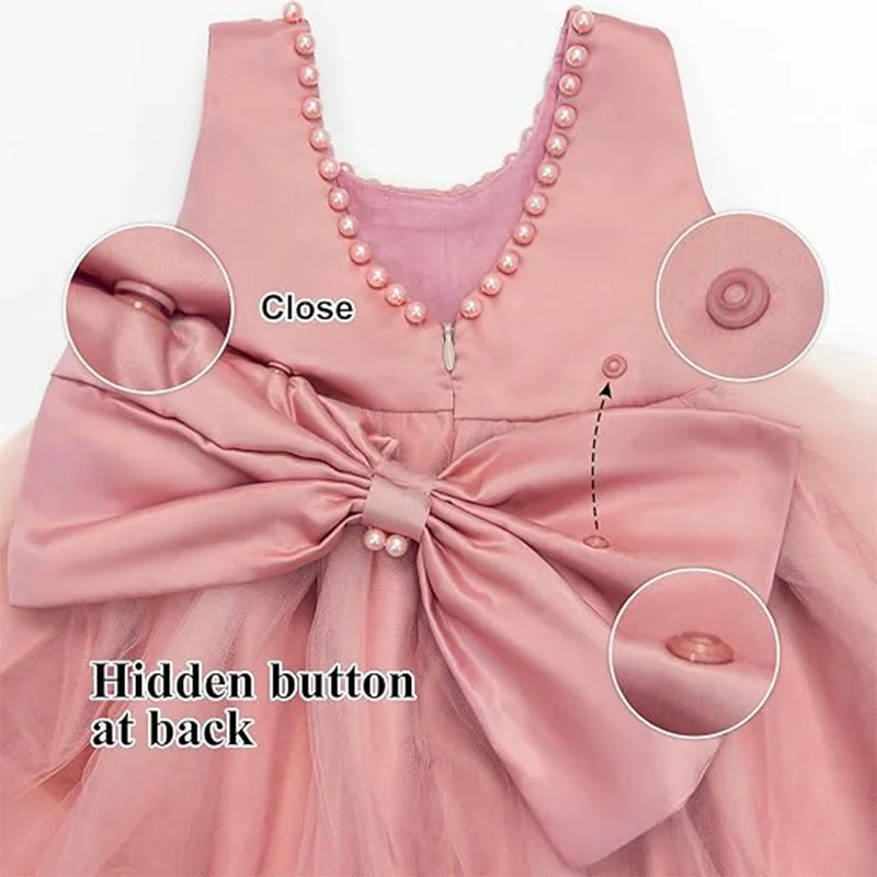 Infant Baby Tulle Backless Pageant Wedding Party Flower Girls Big Bow Dress With Headwear For Toddler Baptism Birthday Prom Gown image 6
