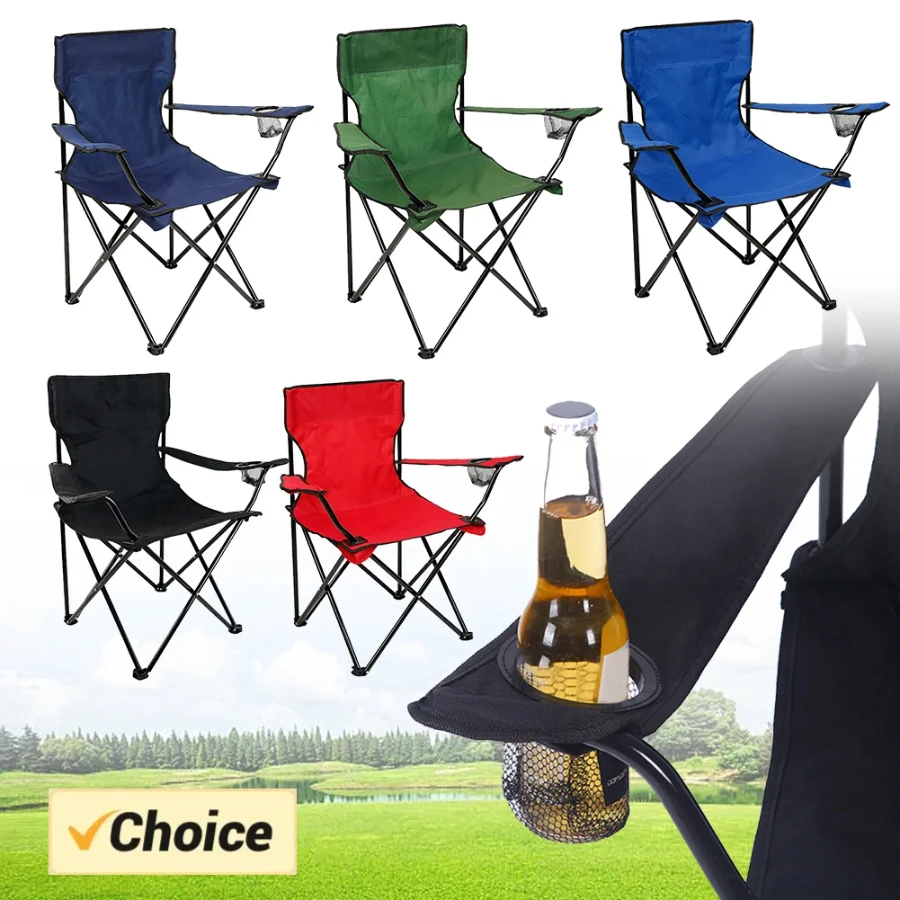 

Outdoor Foldable Chair Camping Chair with Bottle Holder Picnic Oxford Cloth Chairs Portable Beach Fishing Chairs Outdoor Chair