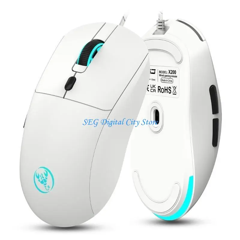 

U75B Easy to Use 3600DPI USB Mouse Wire Computer Mouse with 6Buttons, Precise Control Mouse for Users 4000FPS Frame Rate