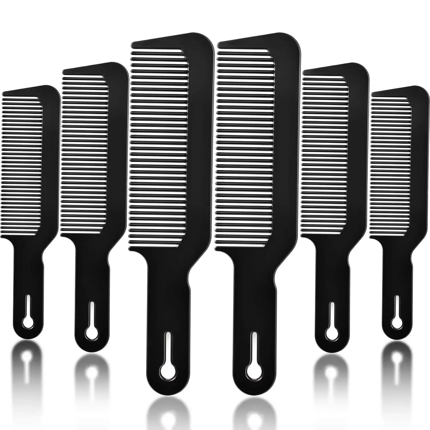 

6 Pack Heat Resistant Barber Combs, 9 Inch Flat Top for Clipper Cuts and Styling (Black)