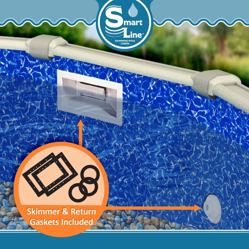 Factory Direct 2026 24ft Round Pool Liner Overlap 48-52in Wall, 20 Gauge Vinyl for Steel Above Ground Pools, Bedrock Pattern