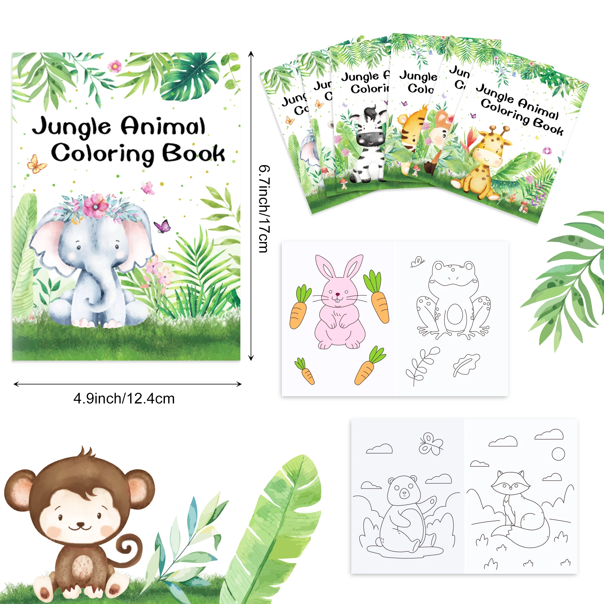 16pcs Cartoon Jungle Safari Animals Graffiti Painting Book Kids Coloring Picture Books Birthday Party Gifts Drawing Notebook