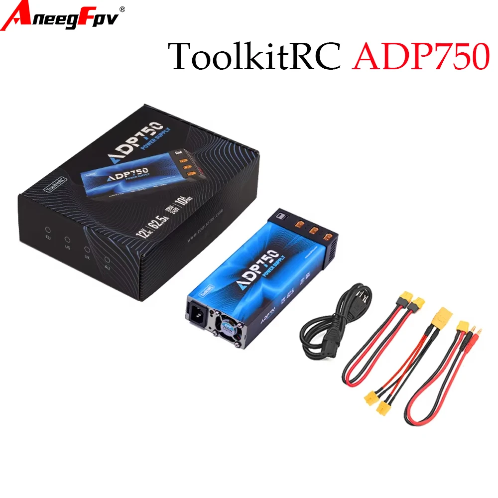 ToolkitRC ADP750 750W Power Supply Adapter  with XT60 XT90 Output 12V 30A AC Input 100V-240V for ToolkitRC Battery Charger