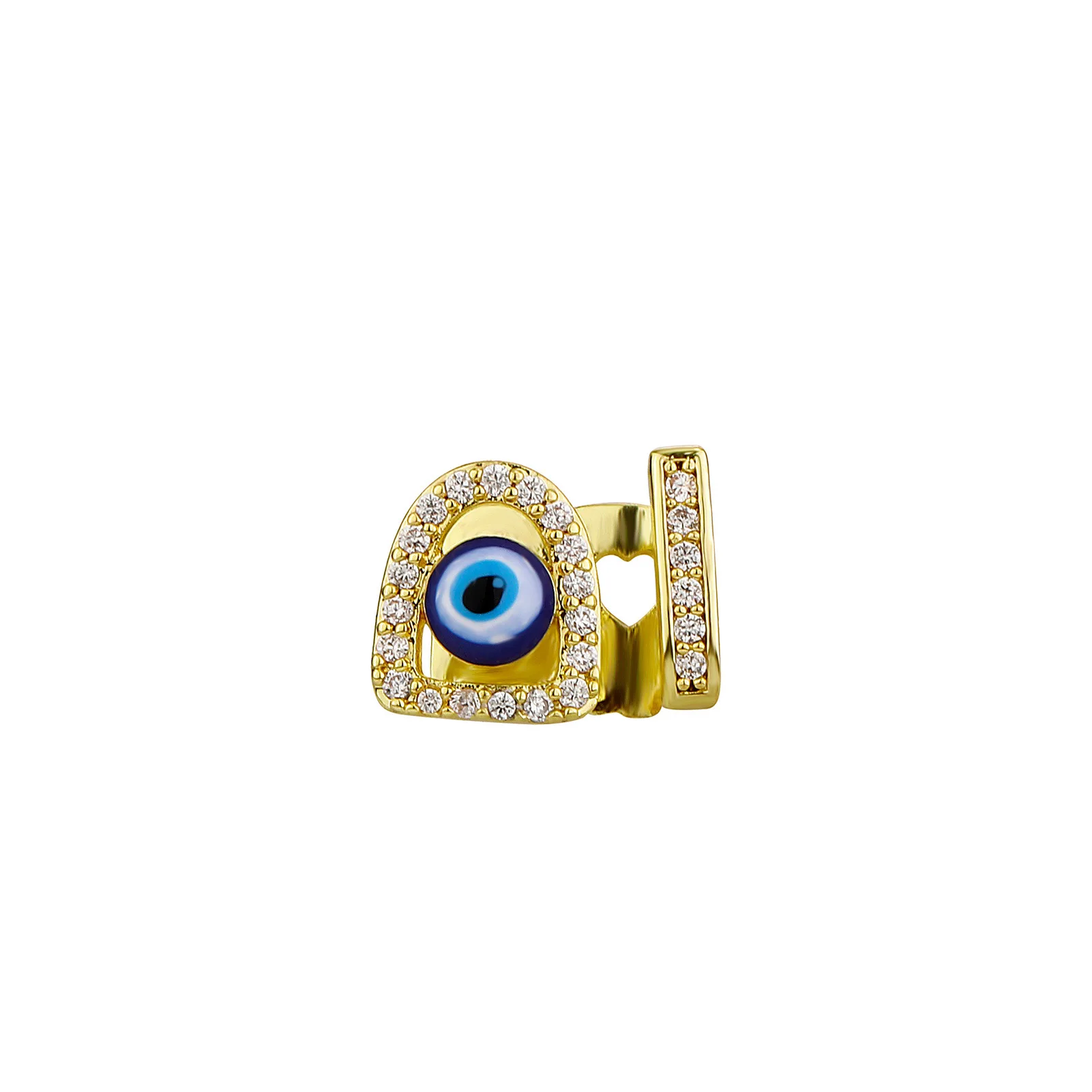 New Gold-Plated Hip Hop CZ Teeth with Golden Eye Teeth Grills - Perfect Halloween Accessory for Men & Women