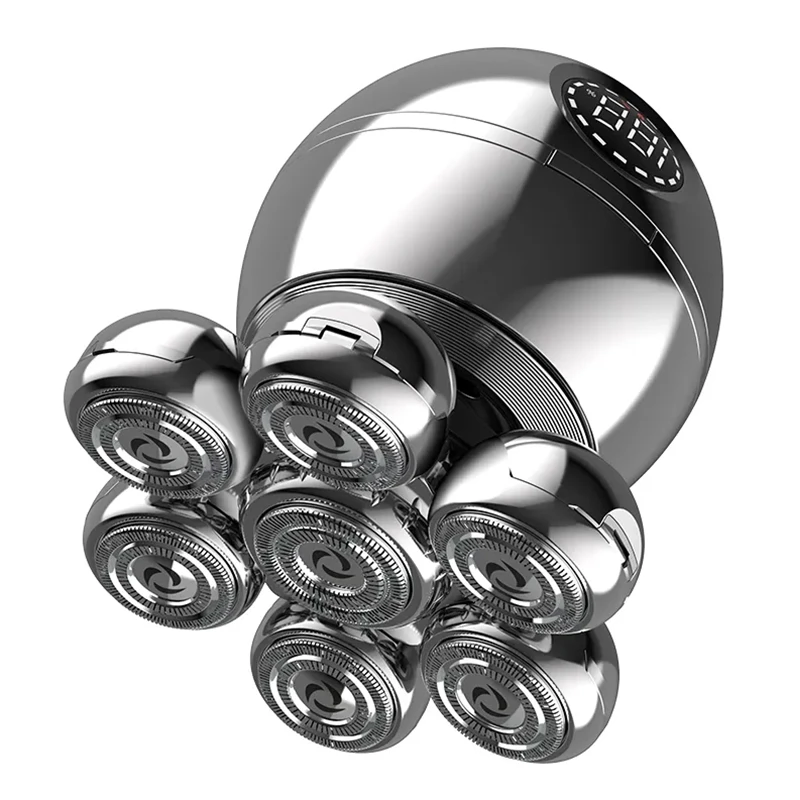 ماكينة حلاقة كهربائية احترافية للرجال ماكينة تشذيب شعر اللحية ماكينة حلاقة كهربائية للوجه قابلة لإعادة الشحن ماكينة حلاقة برأس أصلع شاشة LCD