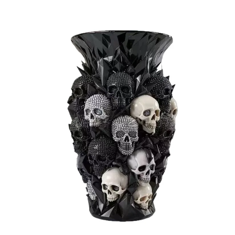 New Halloween Skull ornament Resin Crafts Creative Ornament Skull Vase Decoration view 5