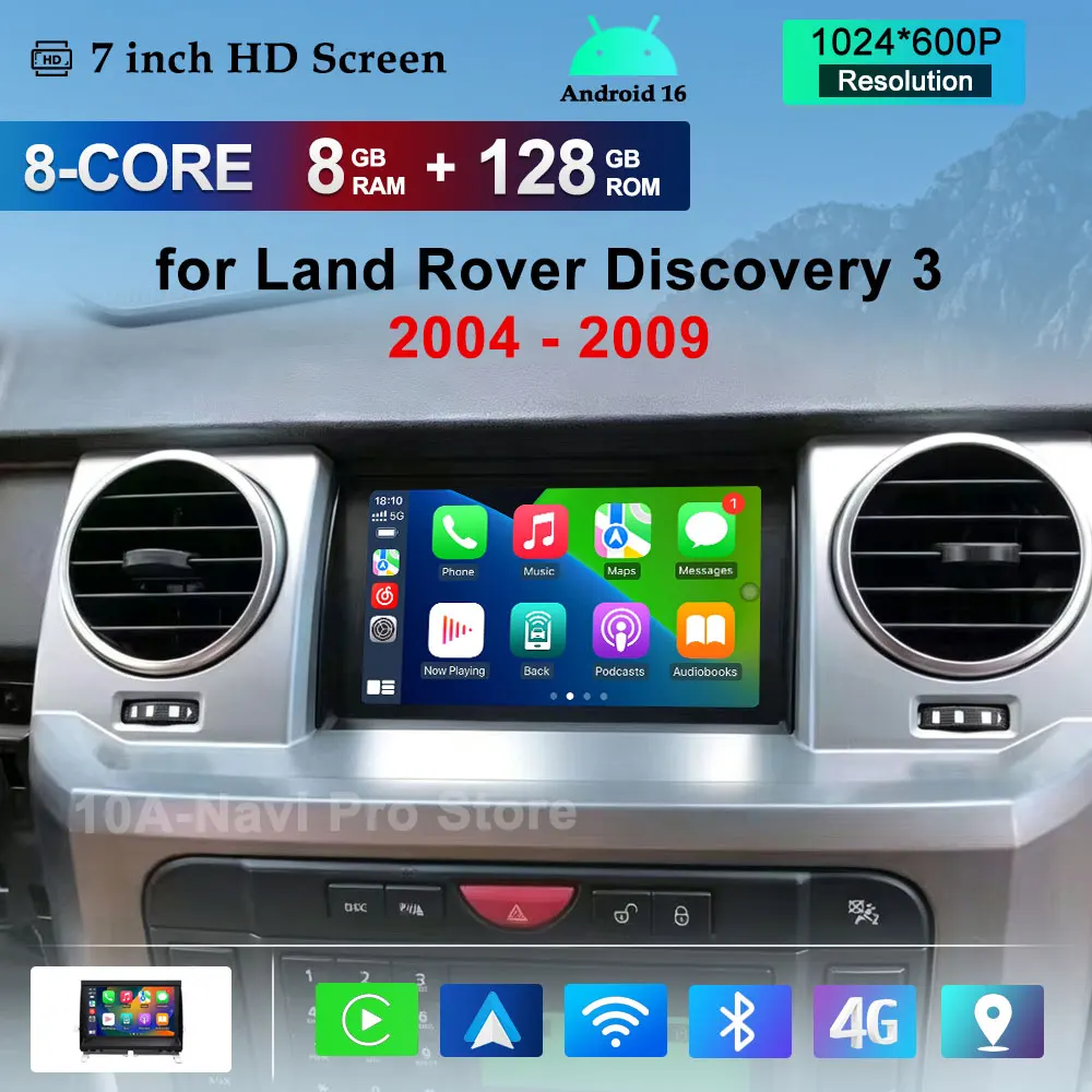 7 inch Car Radio Multimedia Player Android 16 for Land Rover Discovery 3 2004 - 2009 Split Screen GPS Navi Carplay Head Unit BT
