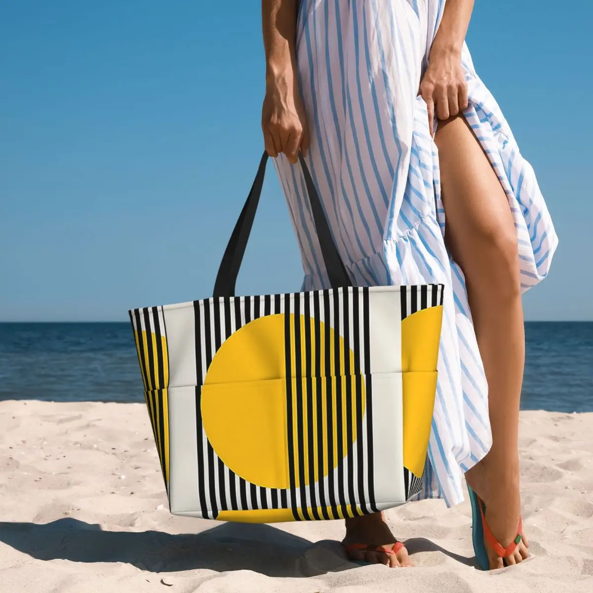 Выставочный принт Bauhaus, настенное искусство, желтый круг, настенная пляжная сумка-тоут, спортивная сумка для спортзала, йоги, женская дорожная сумка, сумка для фитнеса