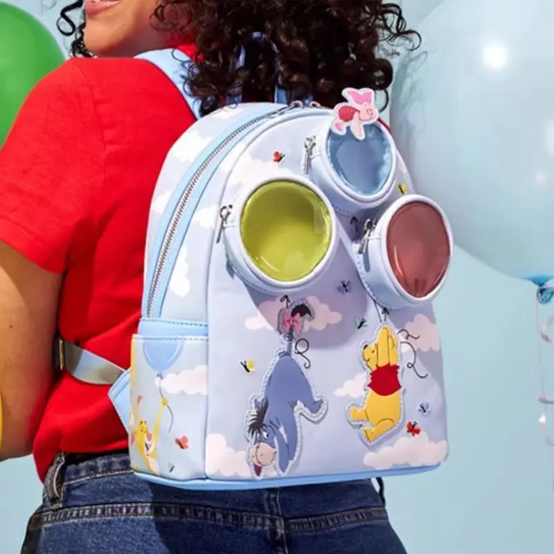 Disney Loungefly Winnie The Pooh Friends globos flotantes periférico doble hombro mochila exquisito regalo de cumpleaños para estudiantes
