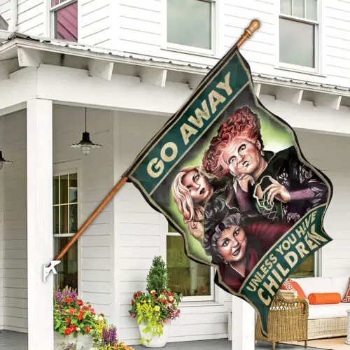 Hocus Go Away Unless You Have Children Flag Funny Halloween Garden Flag